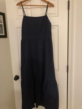 Women's Navy Blue Maxi Dress with Spaghetti Straps